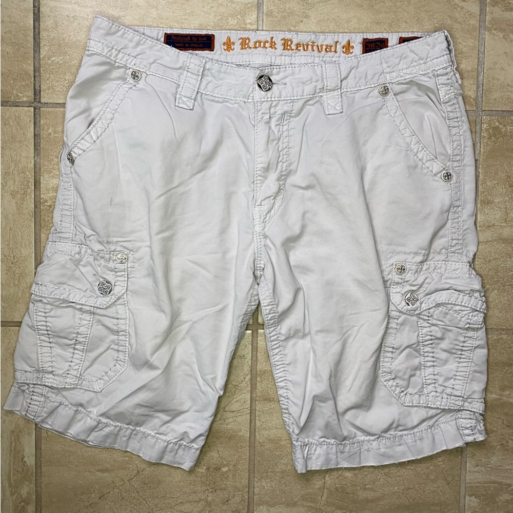 Insane grunge white rock revival cargo shorts